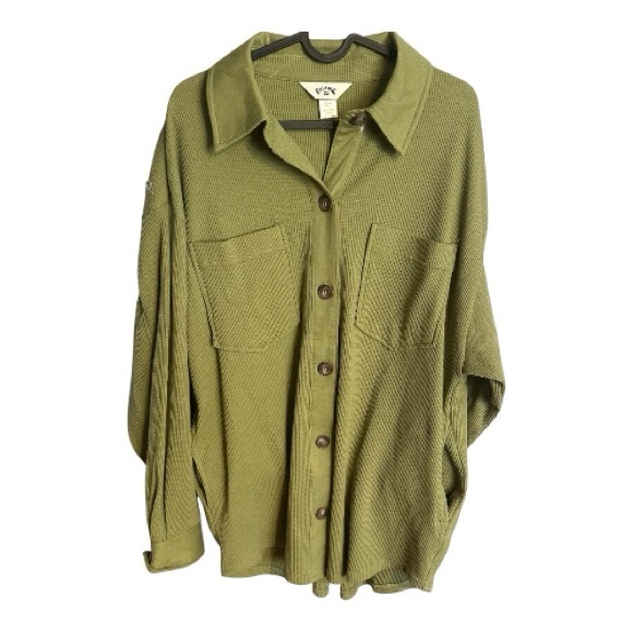 Billabong Olive Button-Down Women's Shirt - Picture 1 of 7